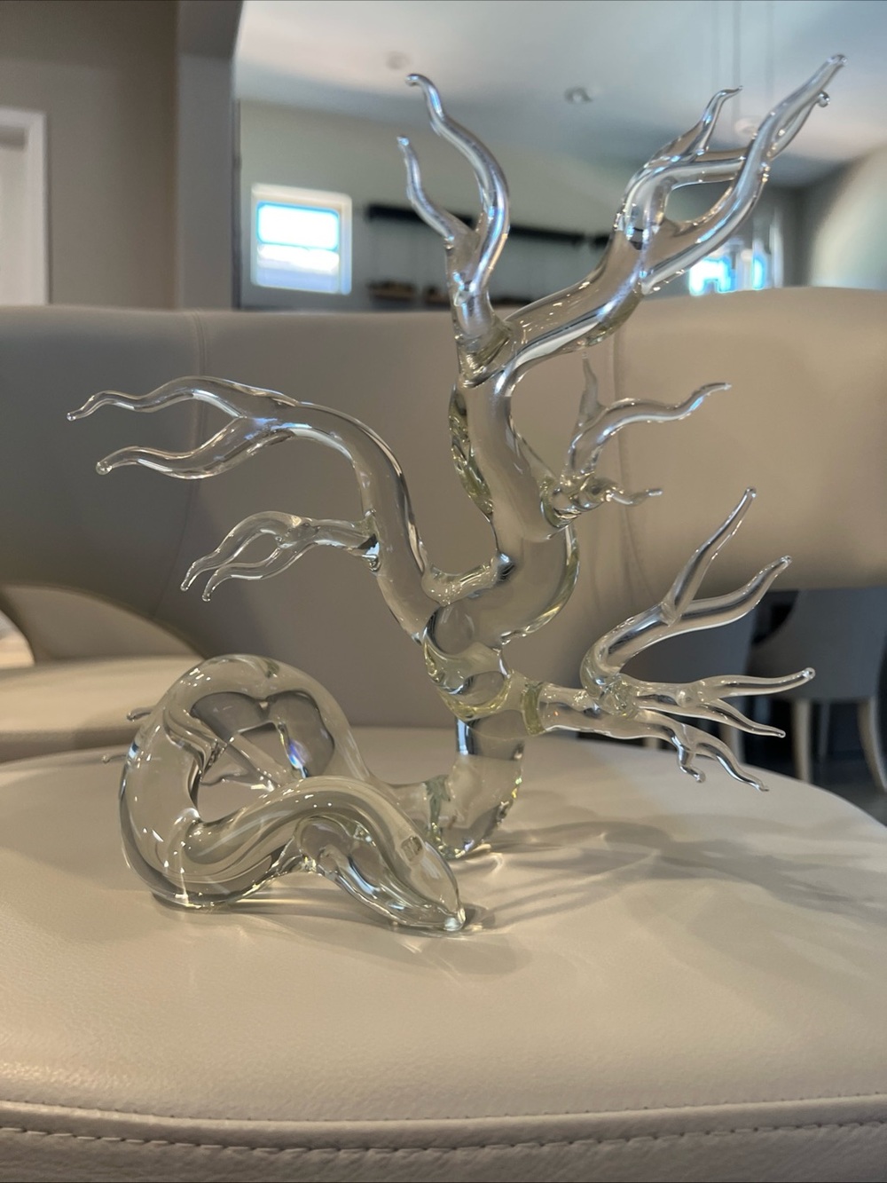 Clear Glass Tree Art Sculpture 9”T X 9” W X 4” D